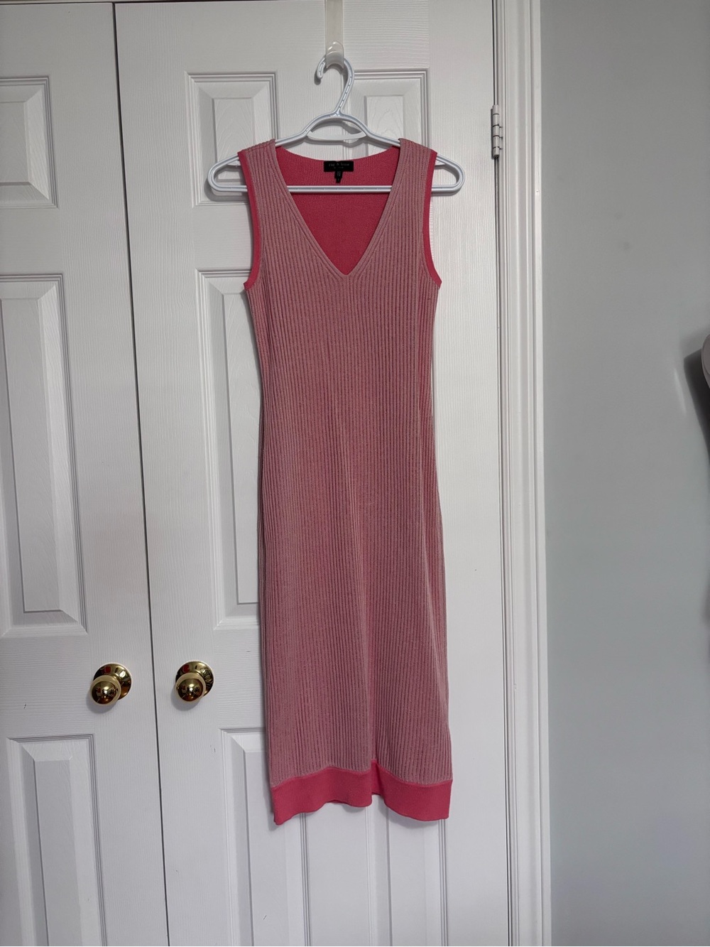 rag & bone Ribbed V-Neck Sleeveless Dress in Rose Pink